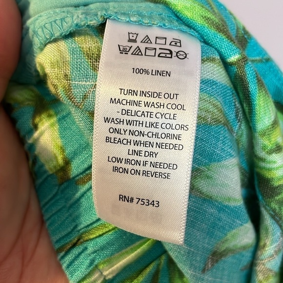 C&C California Tropical Foliage Linen Maxi Skirt Side Slits size L - Picture 5 of 15